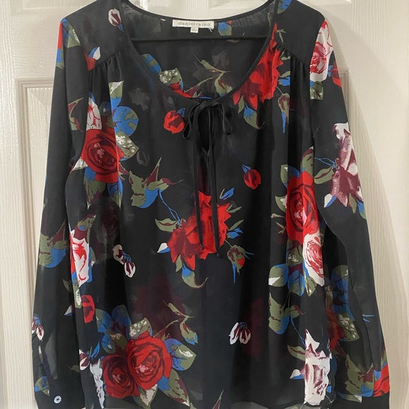 DANIEL RAINN Floral Blouse/See-Through Sz L. - Picture 4 of 11